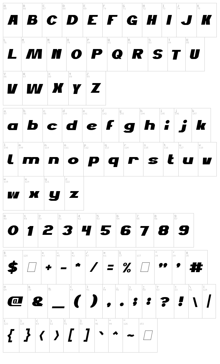 Just Do Good font map